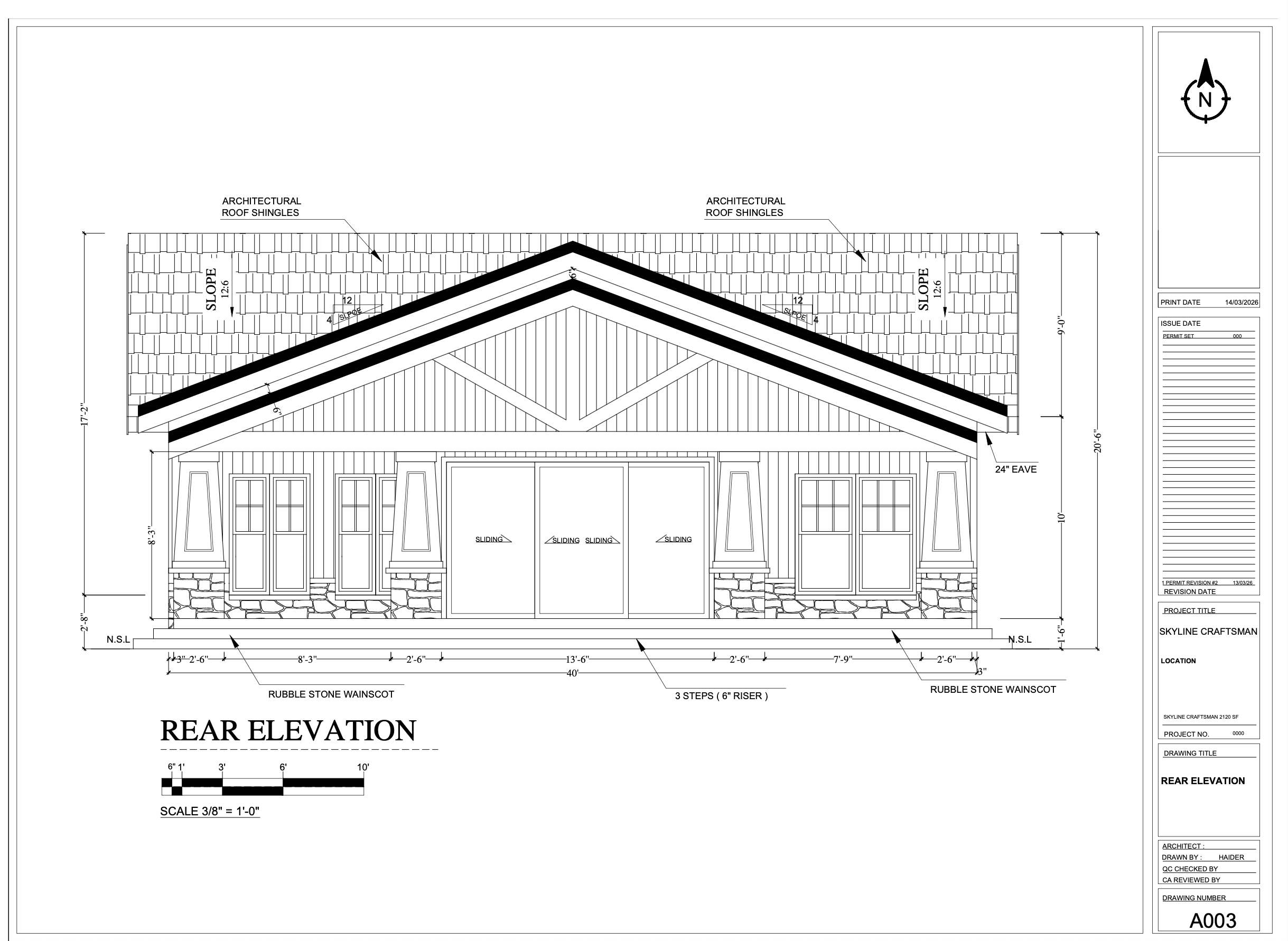 Schematic black ink elevation drawing of a modern two-story residential house on cream paper